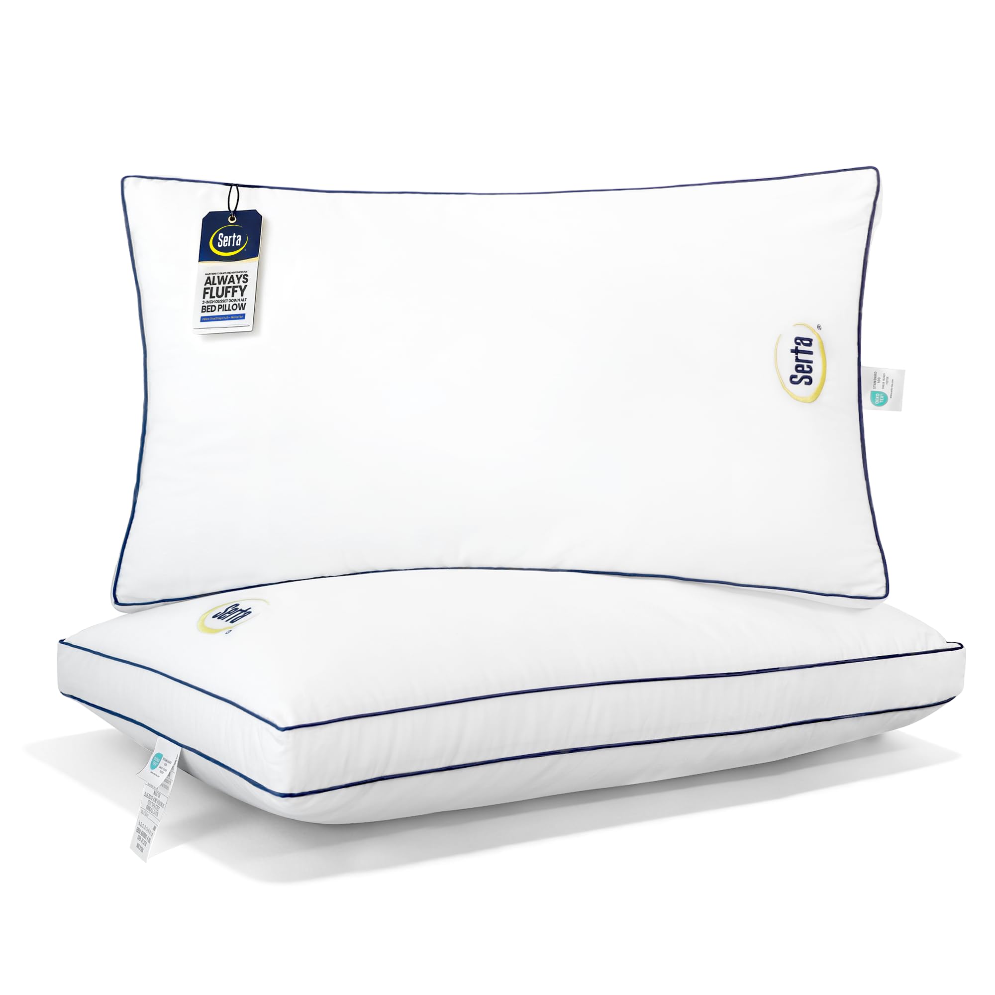 Serta king pillow front view showing plush hotel-style look and supportive loft