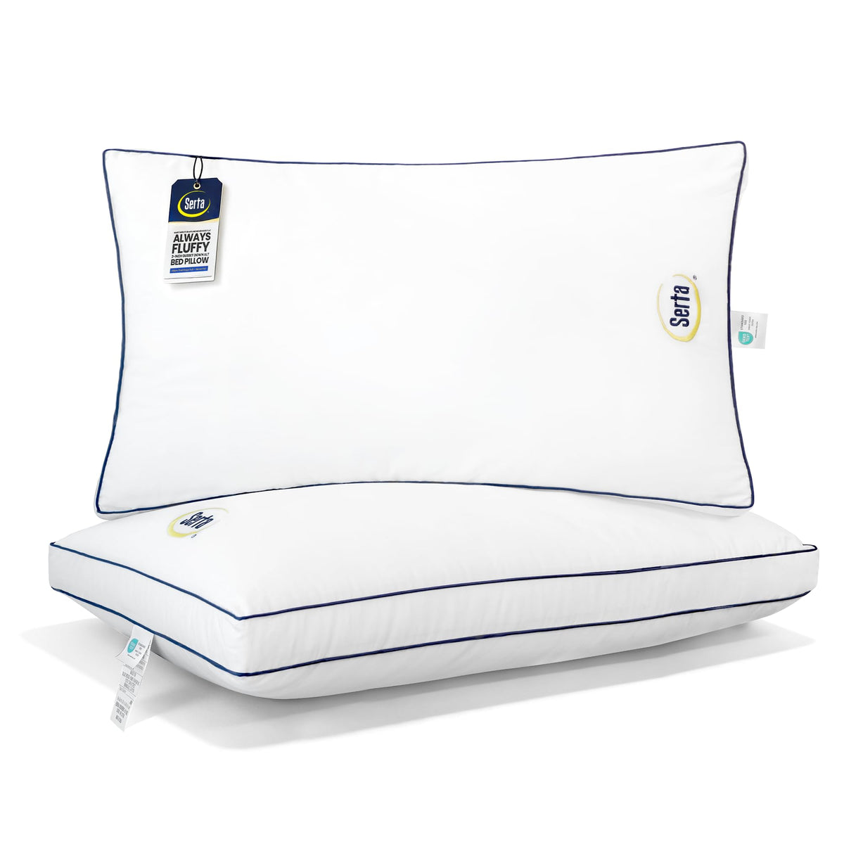 Serta king pillow front view showing plush hotel-style look and supportive loft