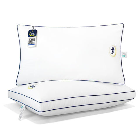 Serta king pillow front view showing plush hotel-style look and supportive loft