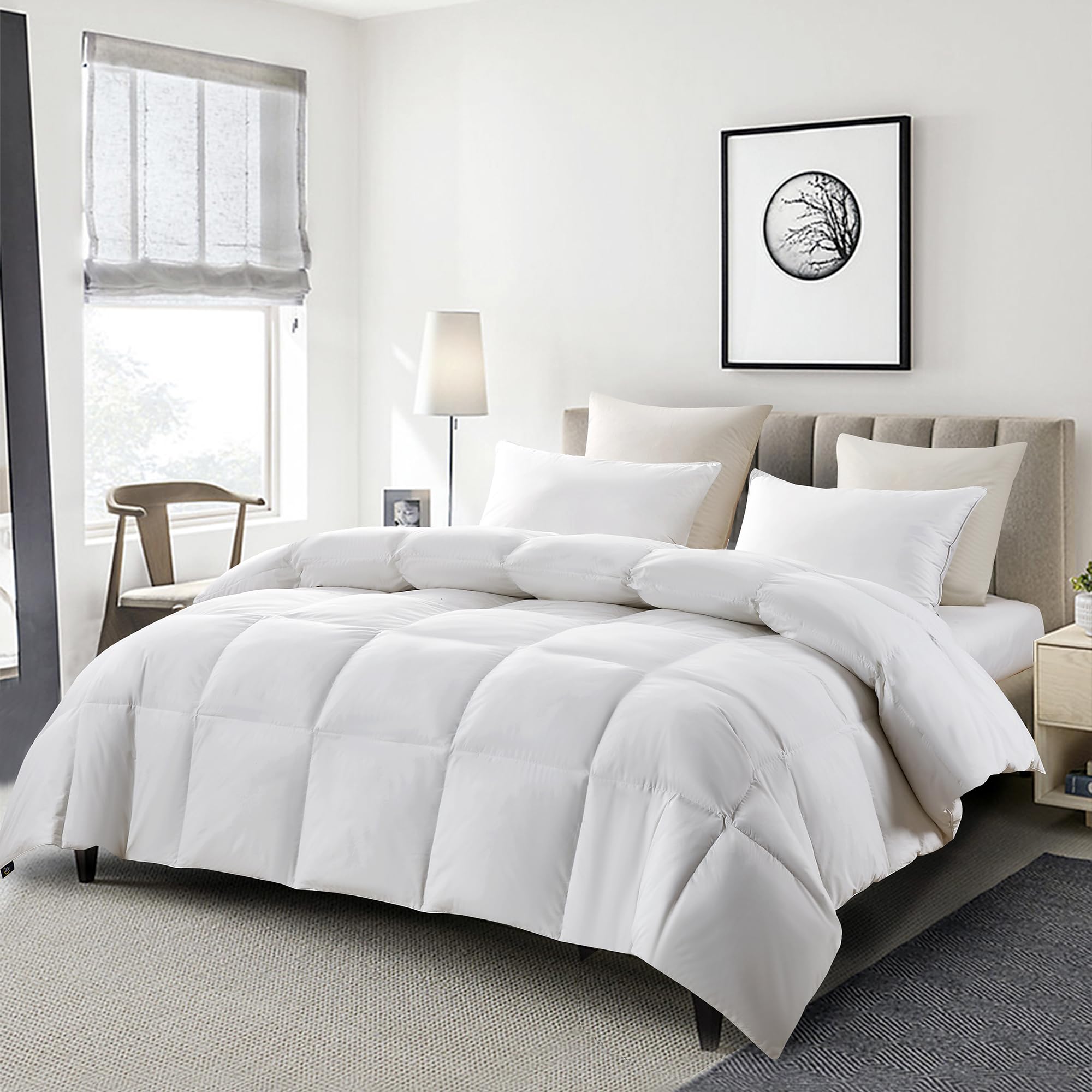 Serta king comforter front view showing plush hotel-style look and even warmth