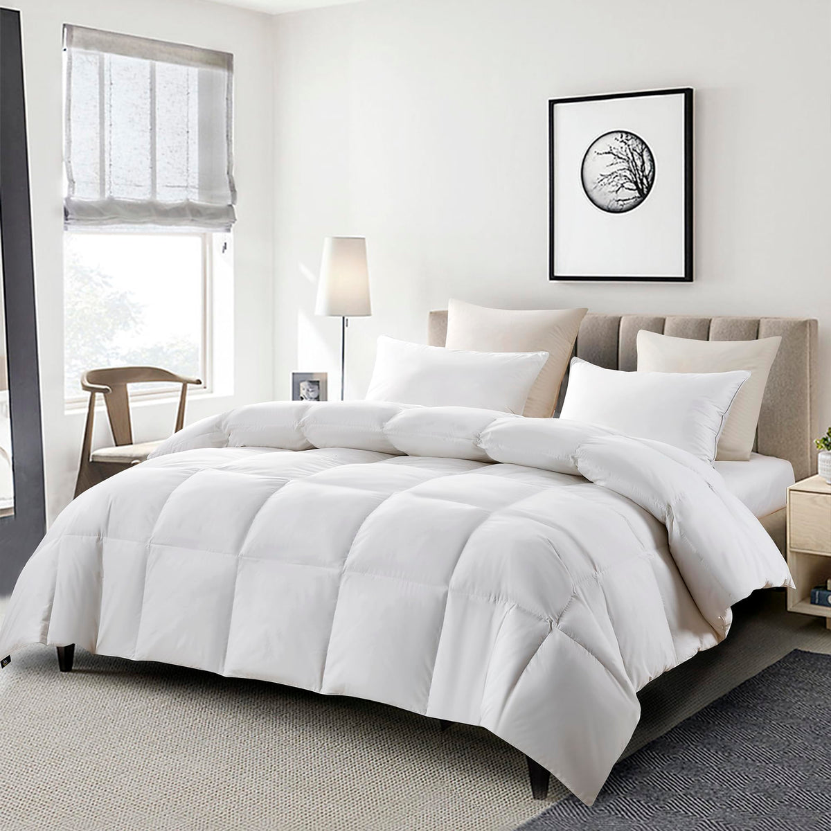 Serta king comforter front view showing plush hotel-style look and even warmth