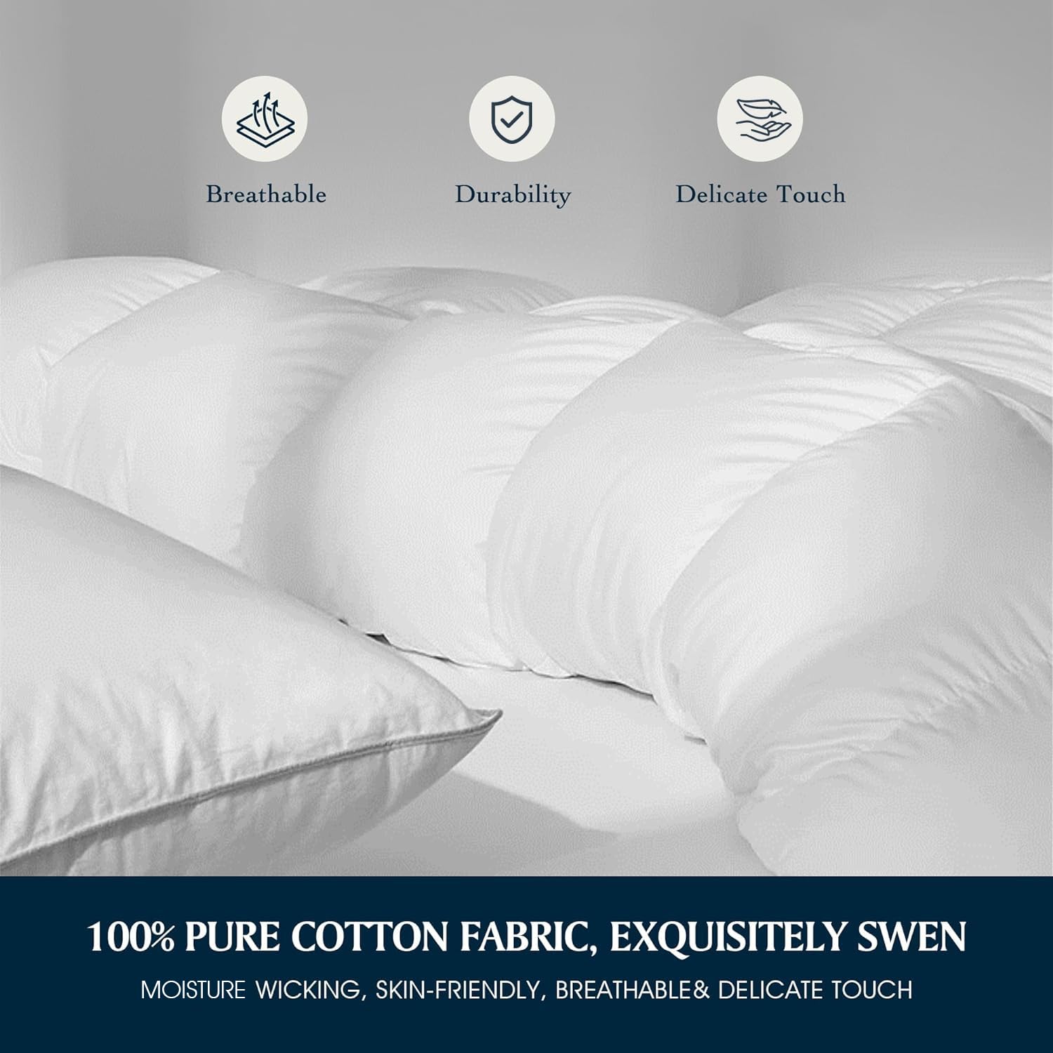 Serta loft and fill in hand demonstrating fluffy goose feather down fiber resilience
