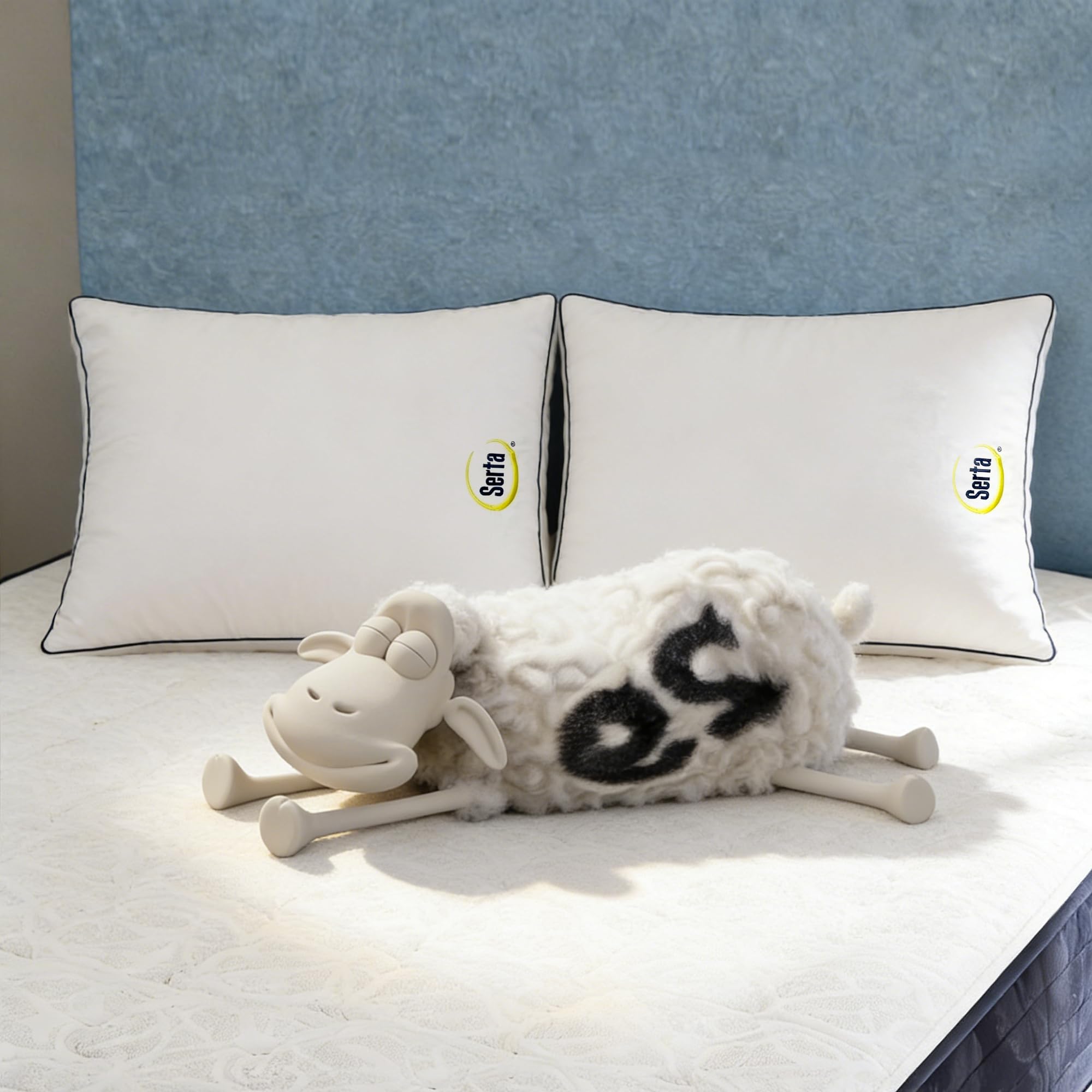 Serta pillow inside pillowcase demonstrating smooth finish and sleep-ready styling