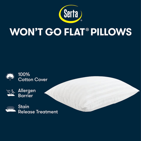 Serta pillows arranged on a made bed demonstrating comfortable home use