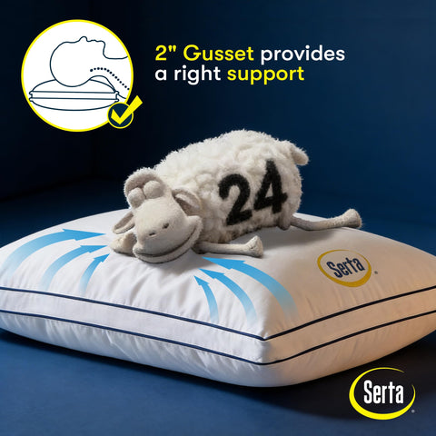Serta pillows styled on a made bed conveying hotel-quality appearance at home