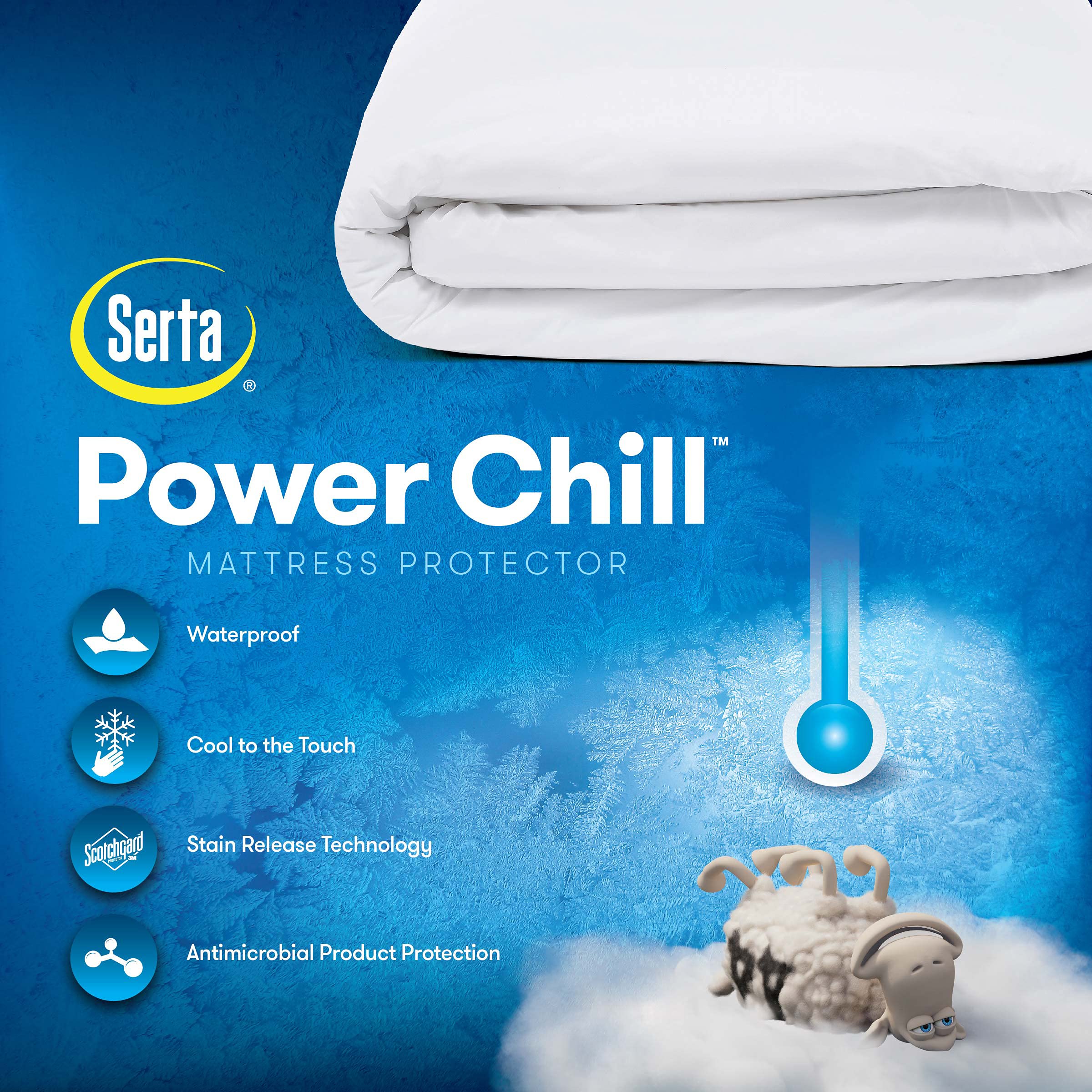 Serta Power Chill fitted on king mattress illustrating full coverage and neat fit