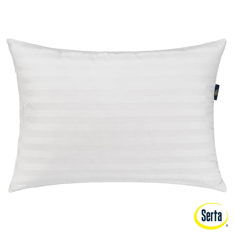Serta pillow supporting a sleeper's head demonstrating medium support alignment