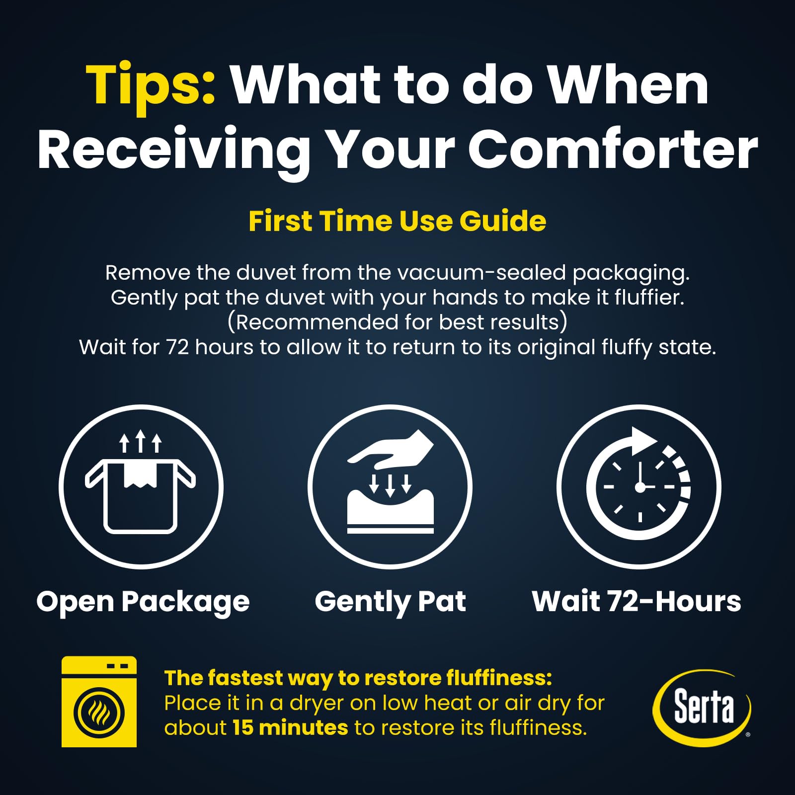 Serta vacuum-packed delivery box showing compact shipping and easy unpacking benefit