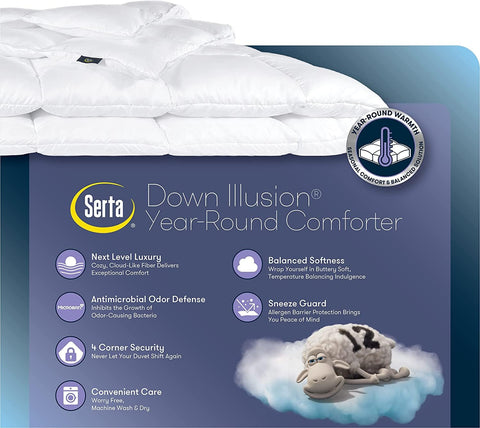 Serta comforter in dryer showing easy machine-washable care