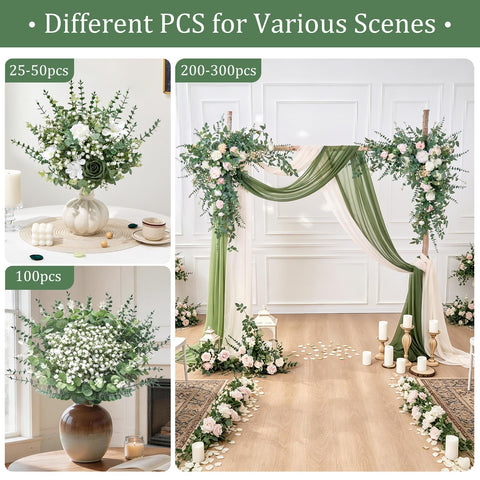 Serwalin wreath in progress using stems for sturdy, reusable decor