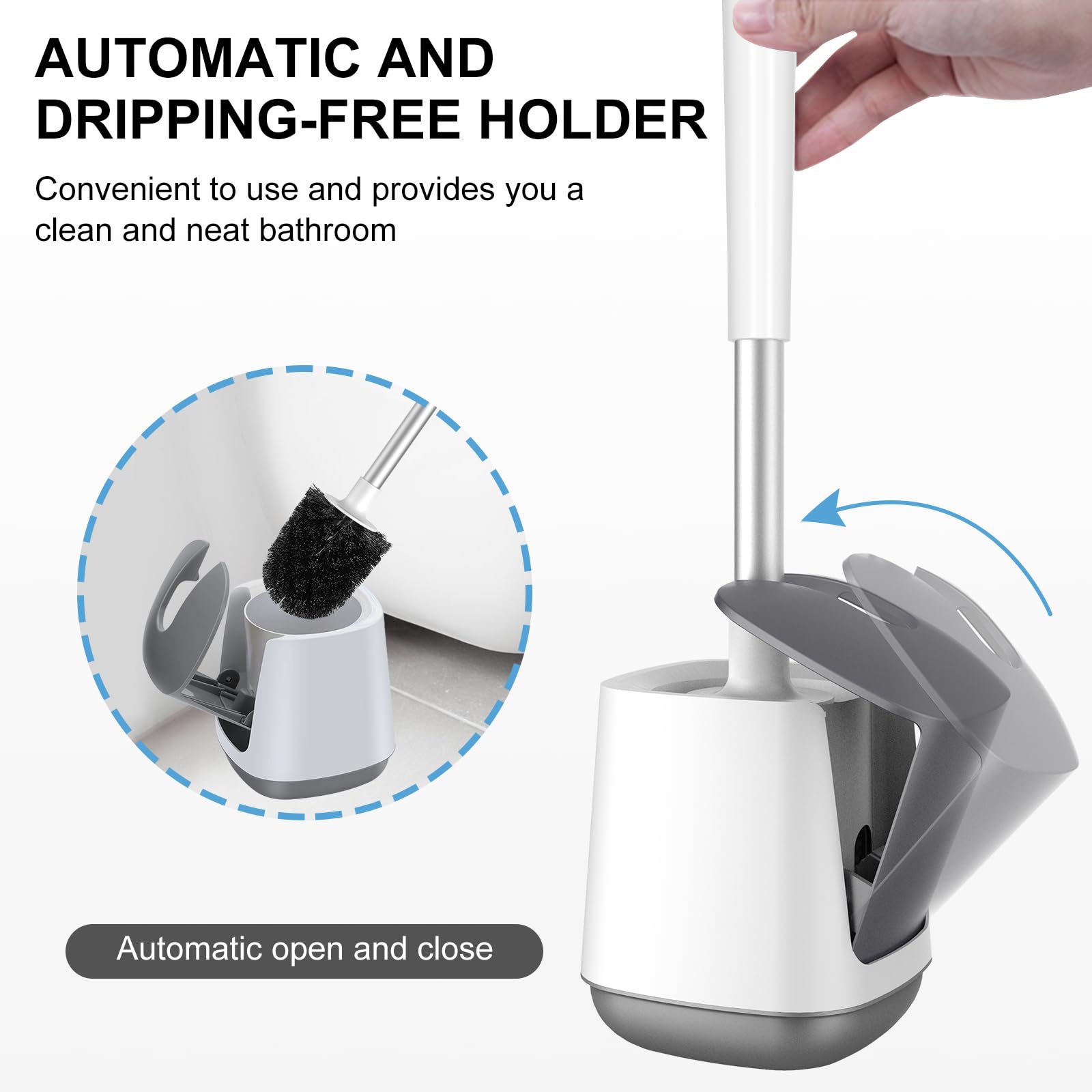 SetSail brush scrubbing toilet rim demonstrating effective reach and cleaning