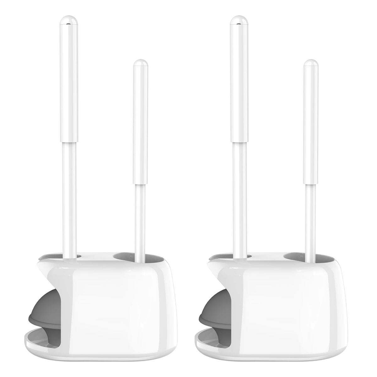 SetSail front view of the white plunger and brush kit showing compact storage benefit