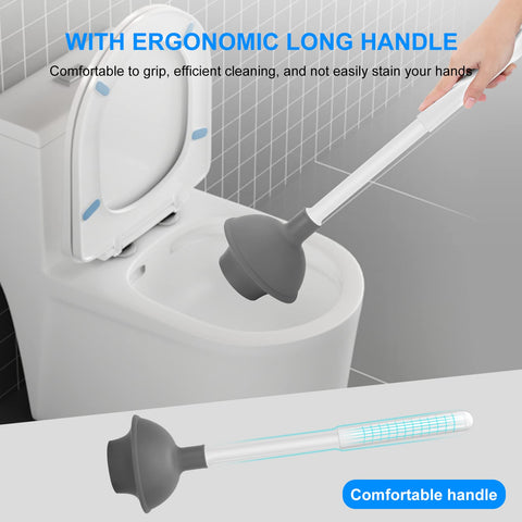 SetSail plunger and brush next to toilet illustrating correct size and fit