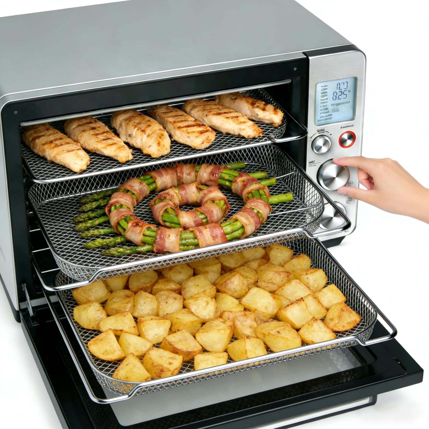 SettleDown basket installed in Breville oven showing correct fit and convenience benefit
