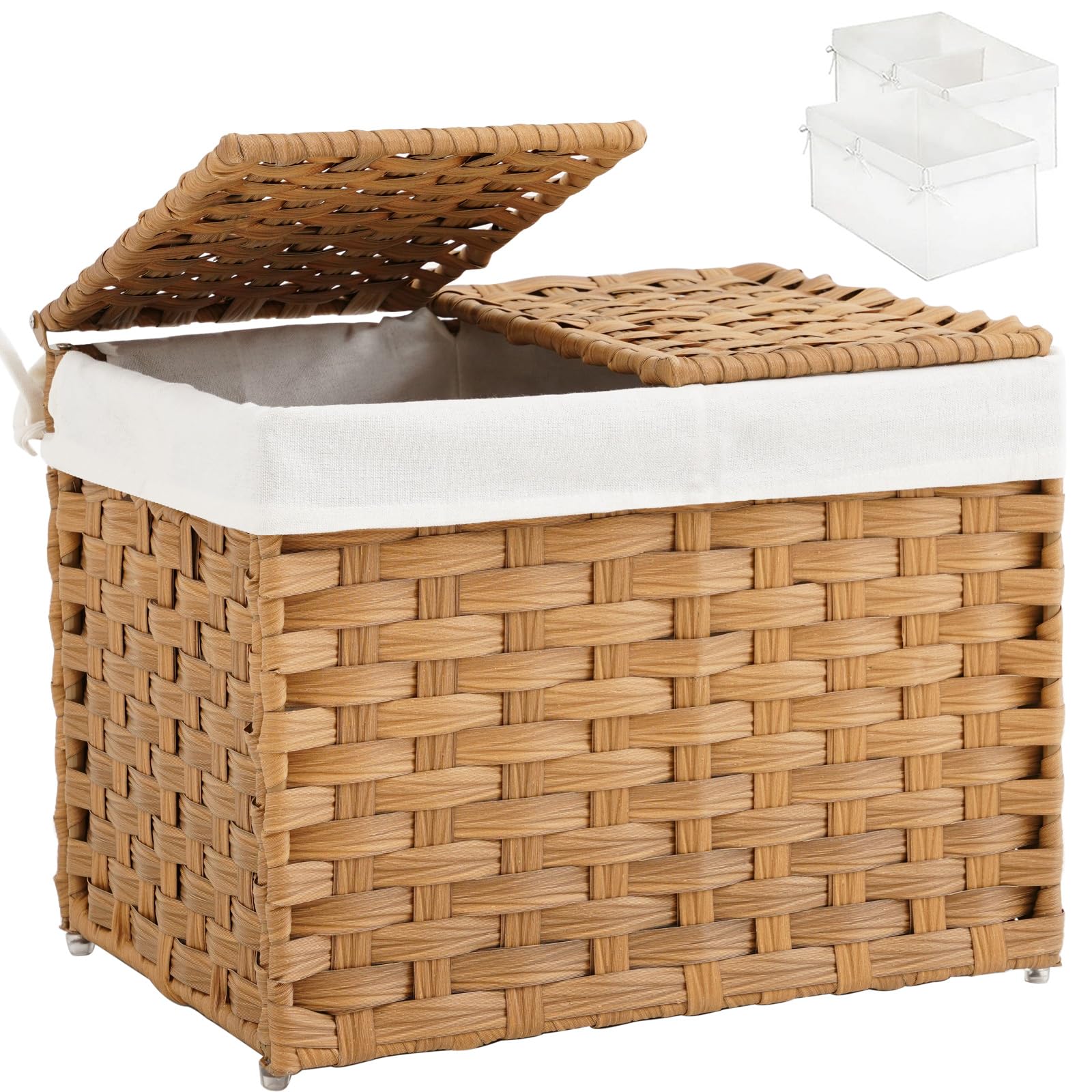 SETVSON front view of natural wicker basket showing tidy storage benefit