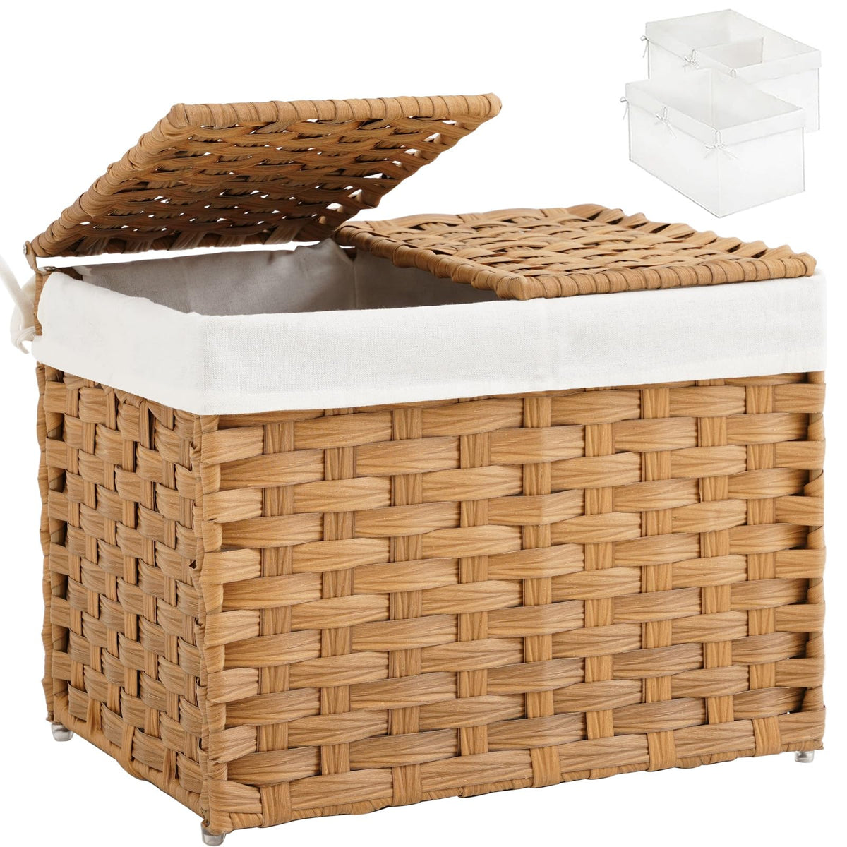 SETVSON front view of natural wicker basket showing tidy storage benefit
