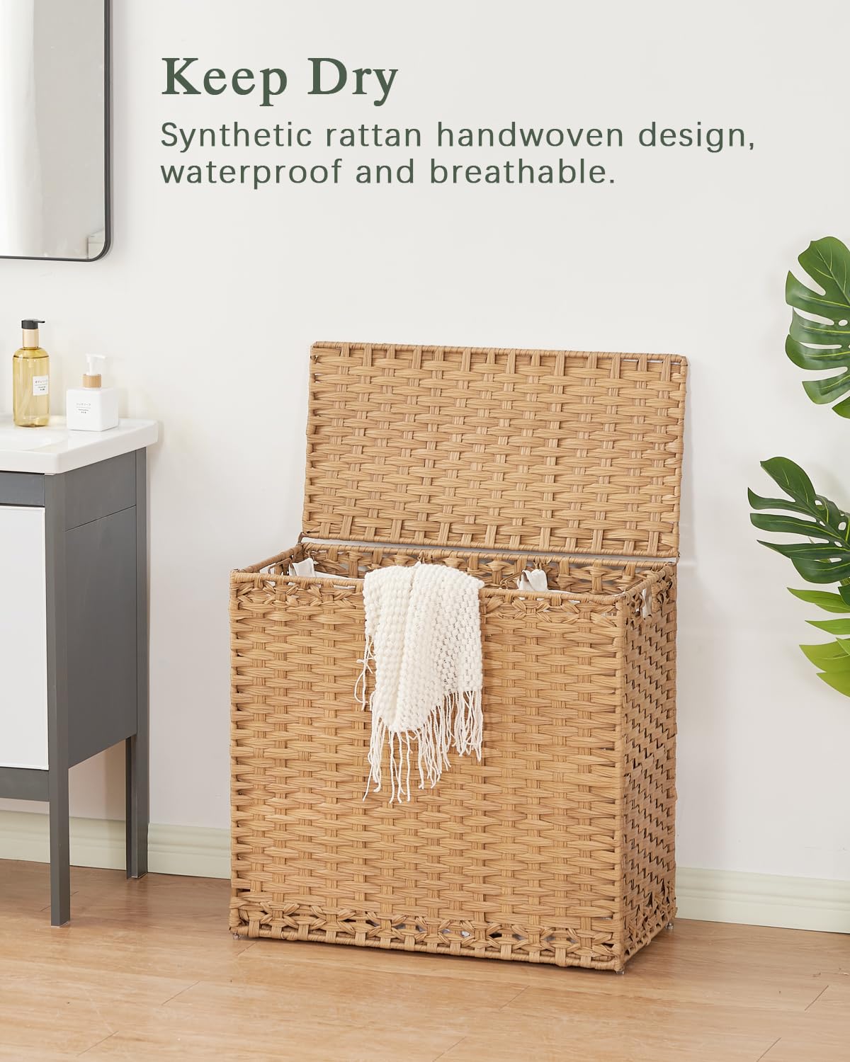 SETVSON close-up of synthetic rattan weave highlighting waterproof, wipeable finish