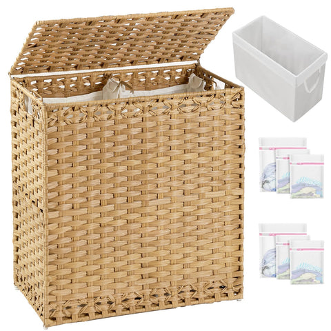 SETVSON front view of wicker hamper showing large capacity and tidy look