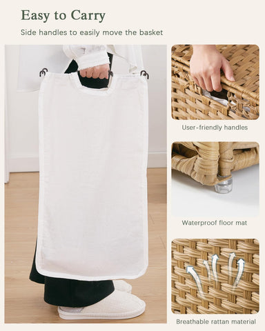 SETVSON hamper placed in bathroom illustrating discreet, stylish storage