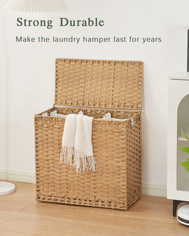 SETVSON hamper next to chair showing scale and large 35-gallon capacity benefit