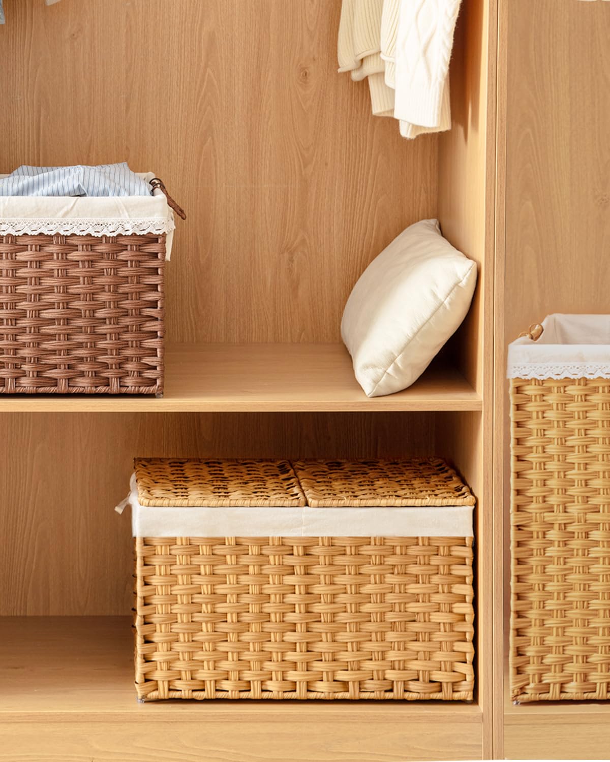 SETVSON in bedroom styled scene demonstrating tidy decor-friendly storage benefit