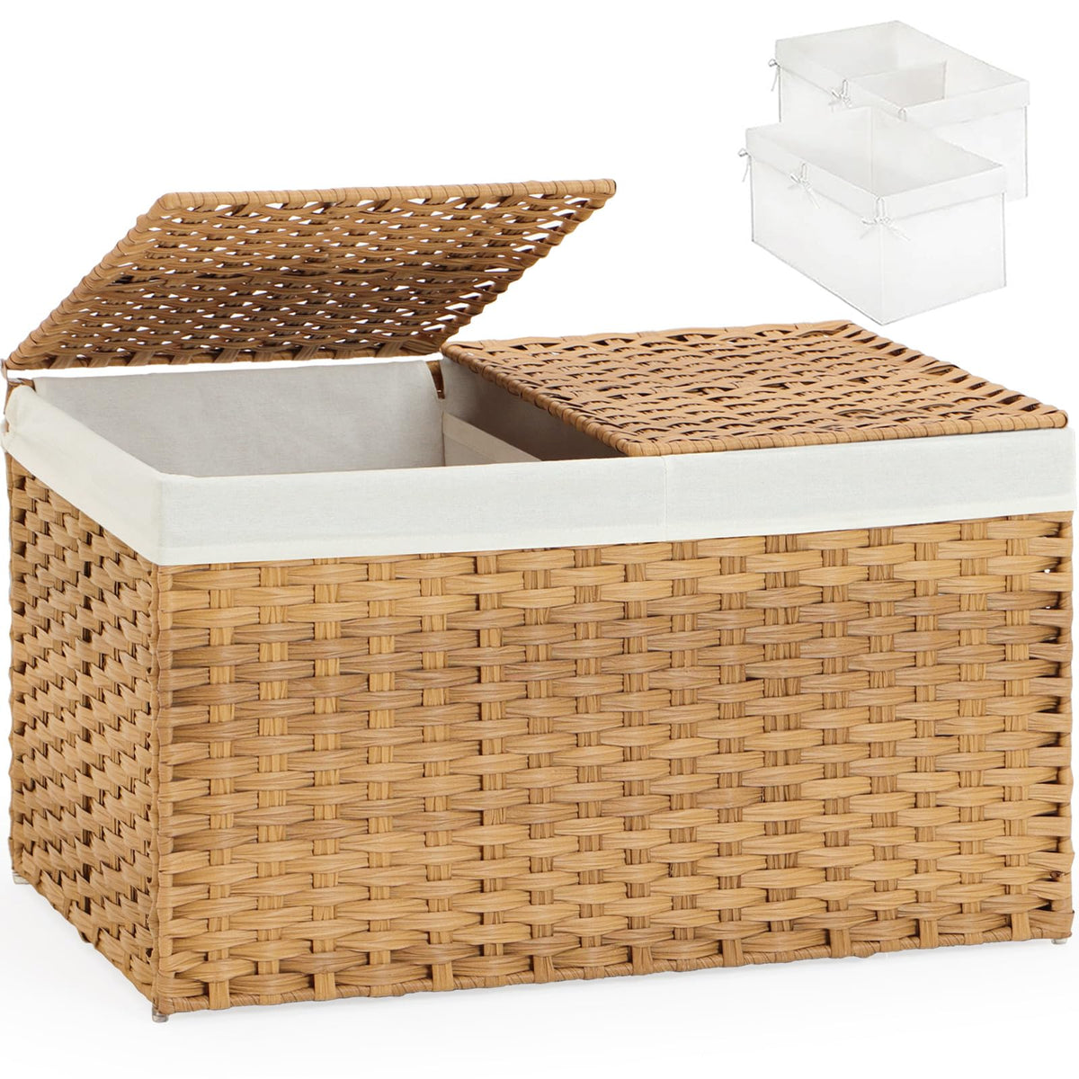 SETVSON front view of rattan basket showing neat concealed storage benefit