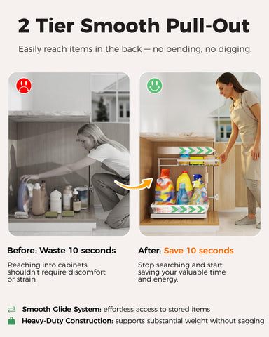 Sevenblue hand adjusting height demonstrating customizable fit for cabinets