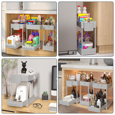 Sevenblue size comparison inside kitchen cabinet showing fit and clearance