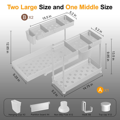 sevenblue organizers beside cleaning bottles showing scale and capacity