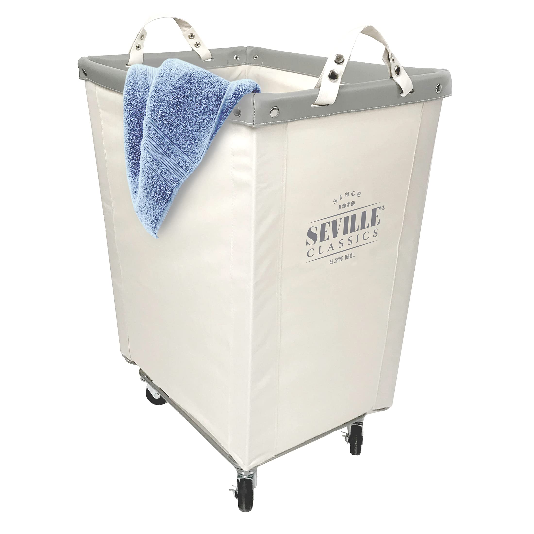 Seville Classics reinforced canvas handles snapping on for secure carrying control