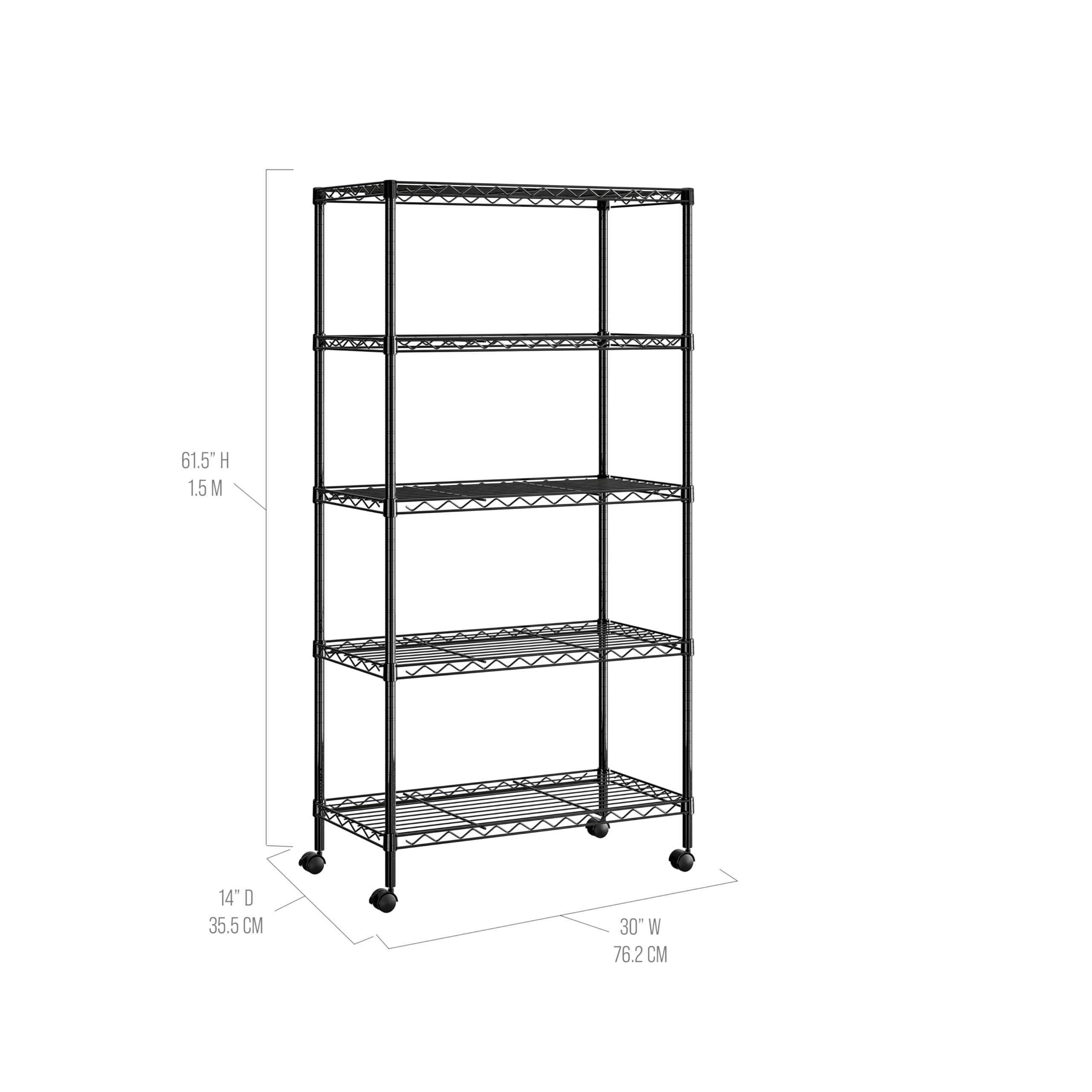 Seville Classics shelving next to stacked boxes illustrating footprint and scale advantage