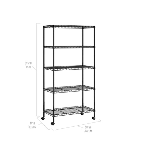 Seville Classics shelving next to stacked boxes illustrating footprint and scale advantage