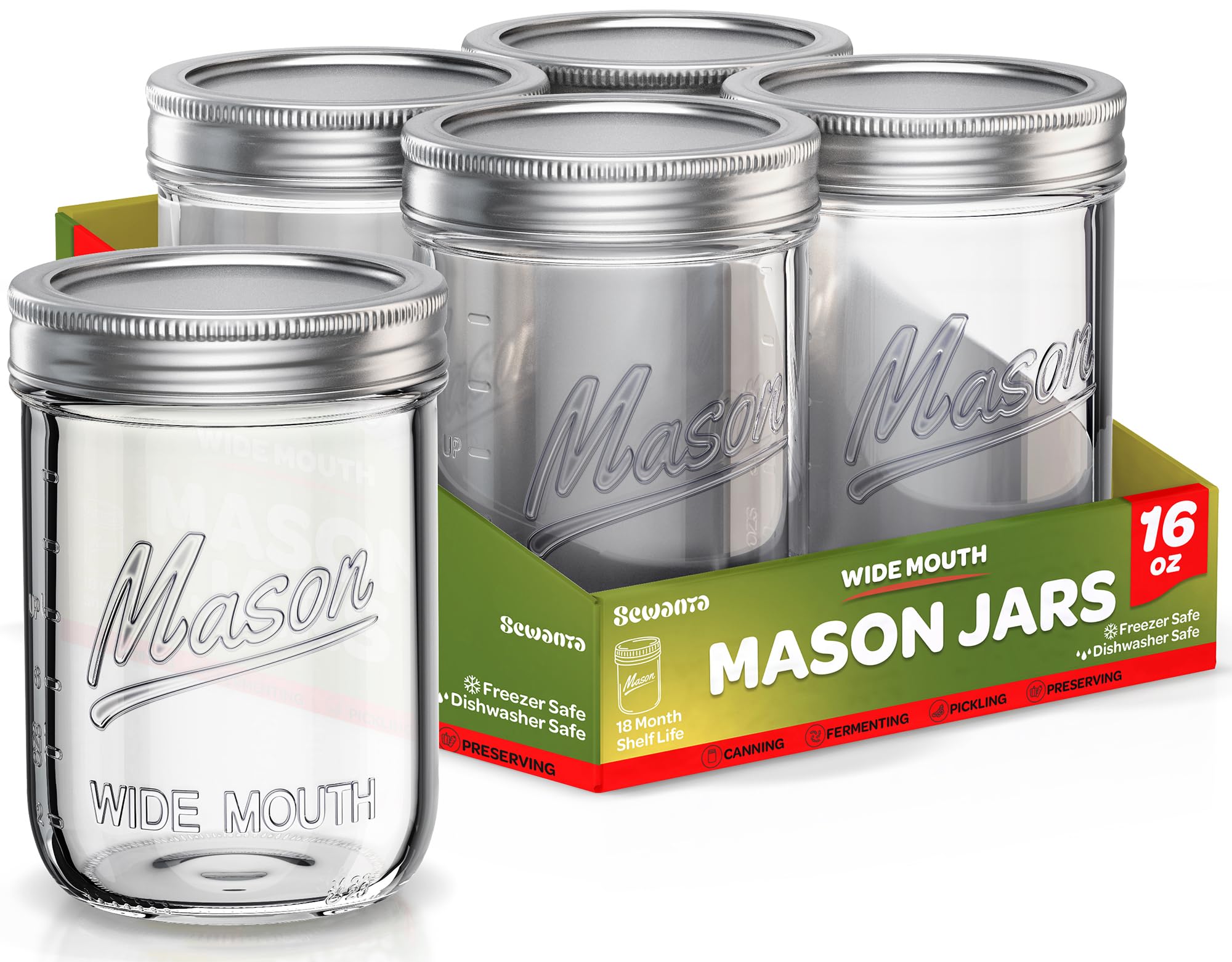 SEWANTA front view of 10-pack 16 oz jars showing packaging and contents benefit