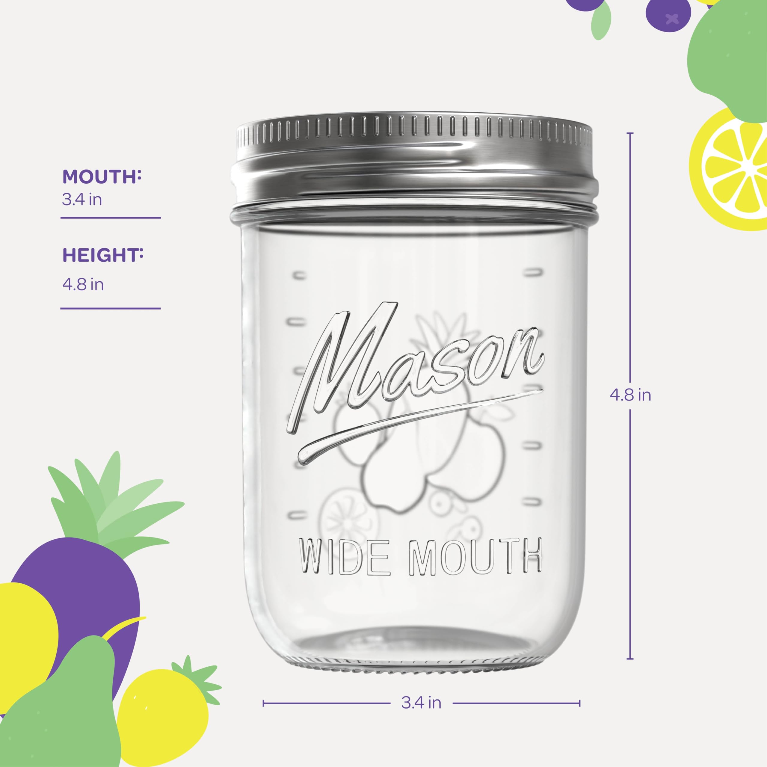 SEWANTA jar held in hand beside ruler showing 16 oz scale and storage fit benefit