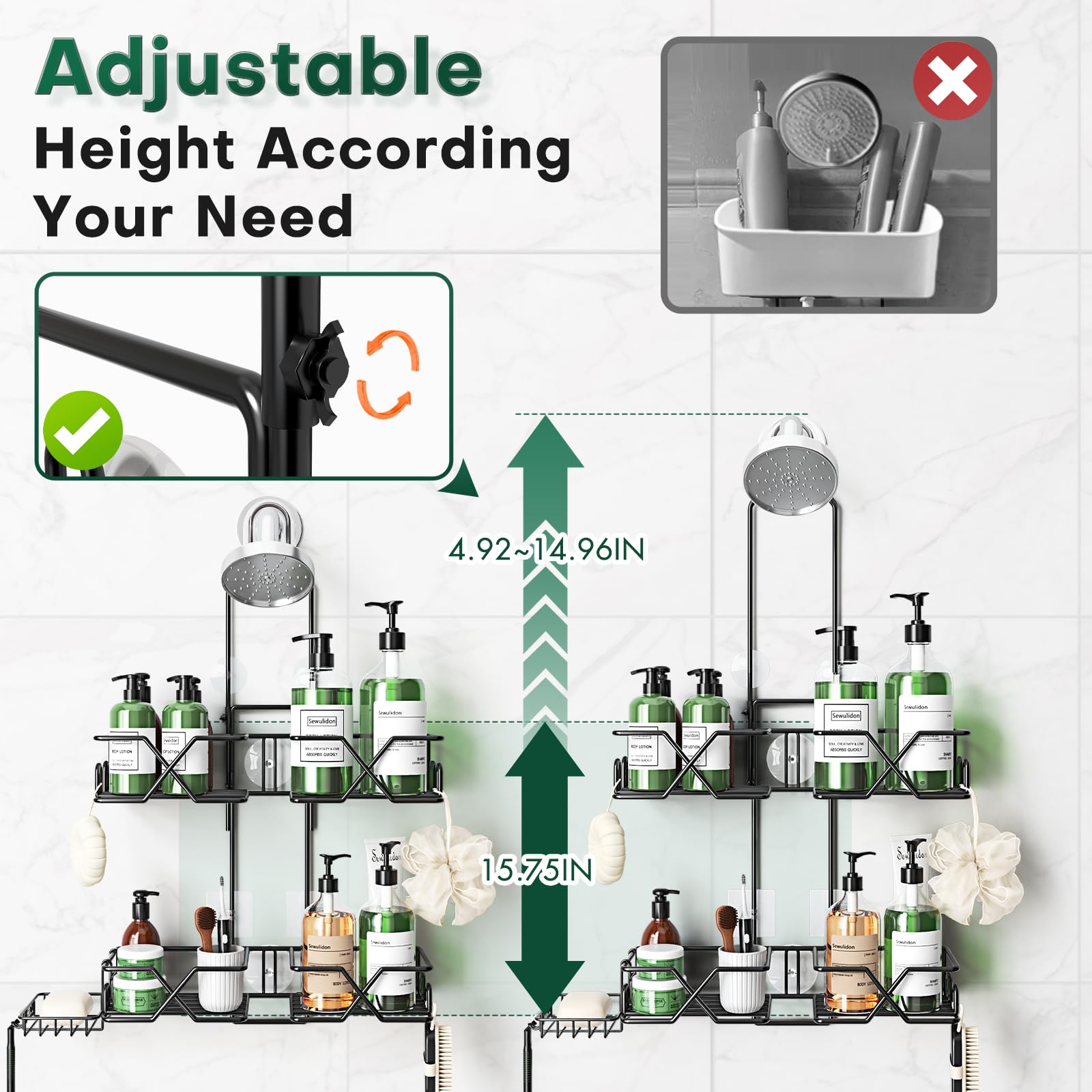 Sewulidon strong suction cups mounted on tile for extra secure installation