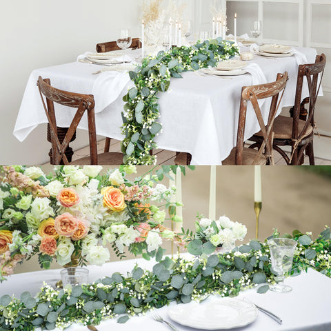 Sggvecsy eucalyptus garland draped on mantel for effortless styling