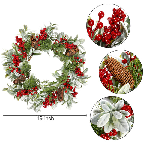 Sggvecsy wreath next to ruler demonstrating the 19 inch scale
