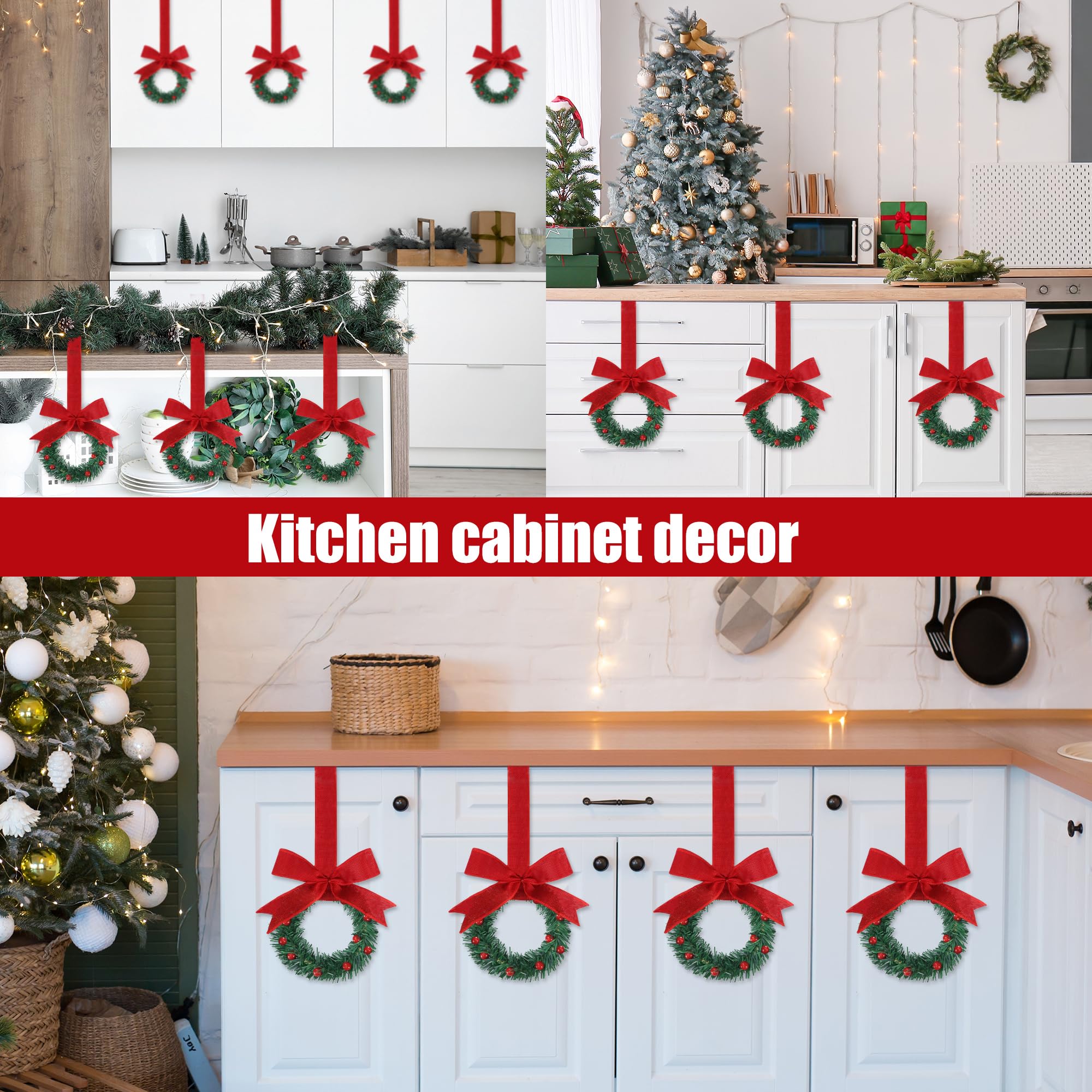 Sggvecsy wreath hung on kitchen cabinet brings instant festive warmth