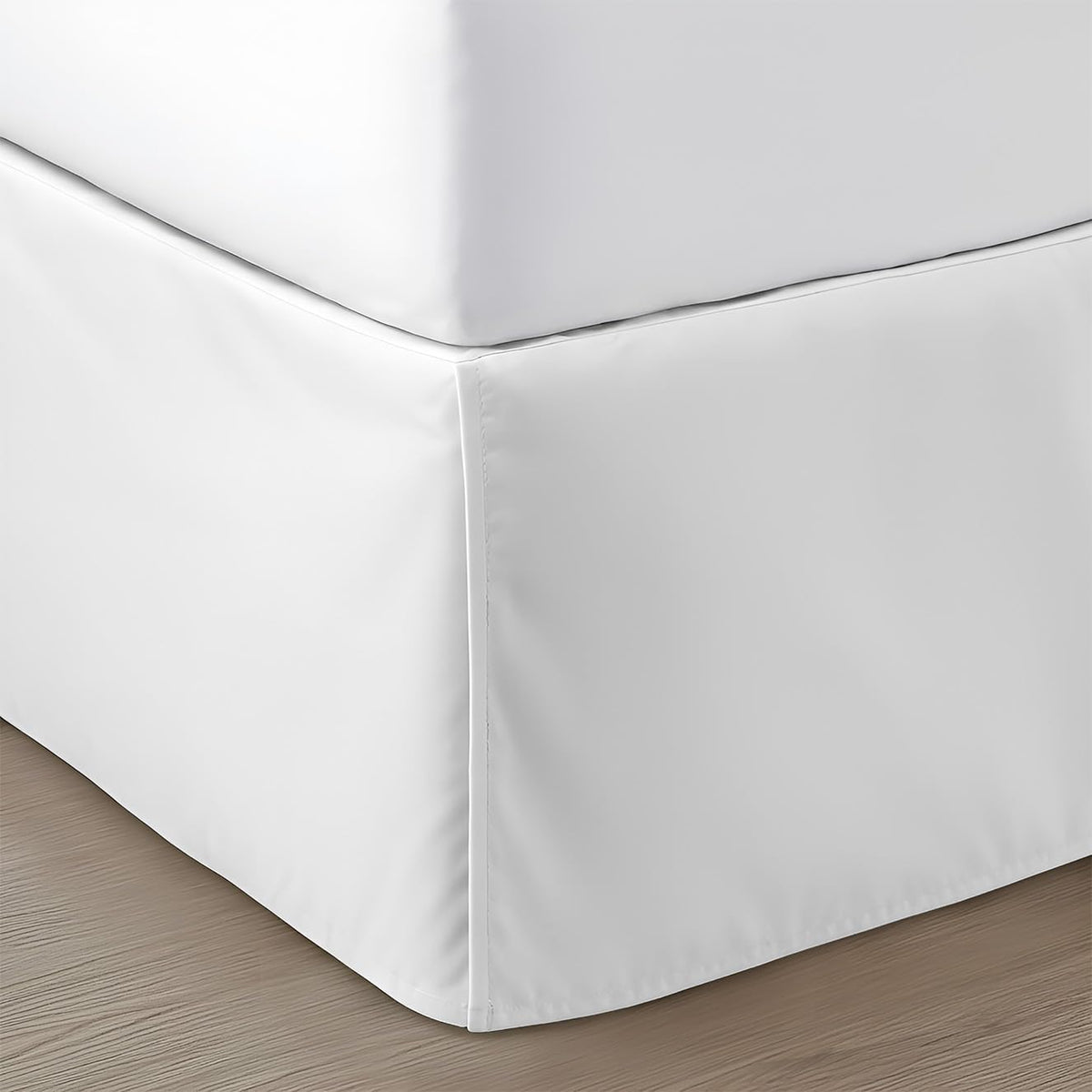 SGI Bedding front view showing pleated bed skirt for tidy bed finish
