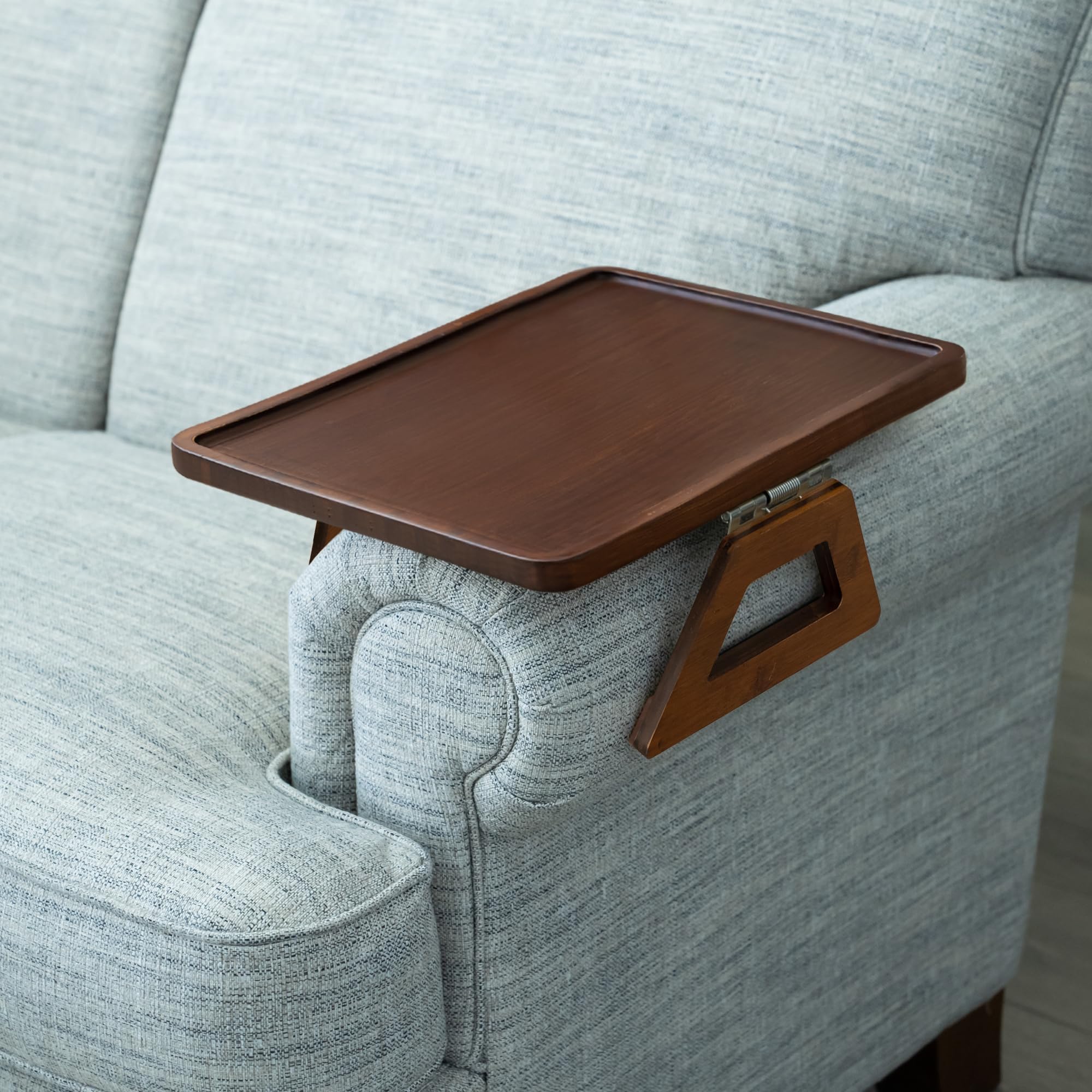 Shamrock Home bamboo trayble front view showing sleek surface and warm finish for versatile use