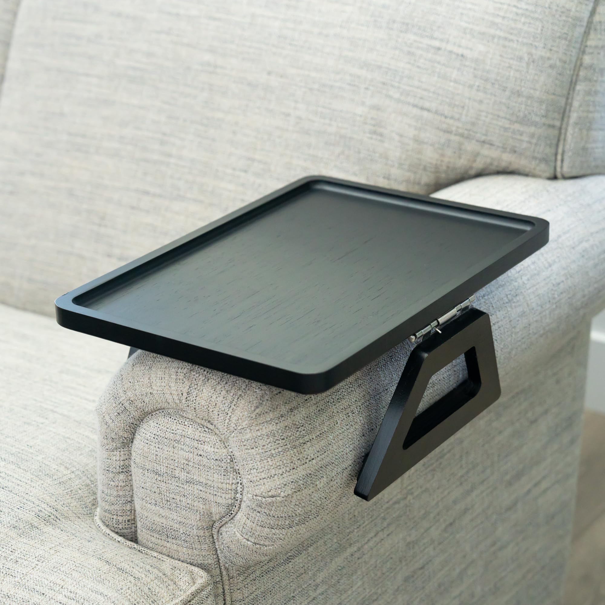 Shamrock Home front view of trayble bamboo sofa table showing stable surface and finish