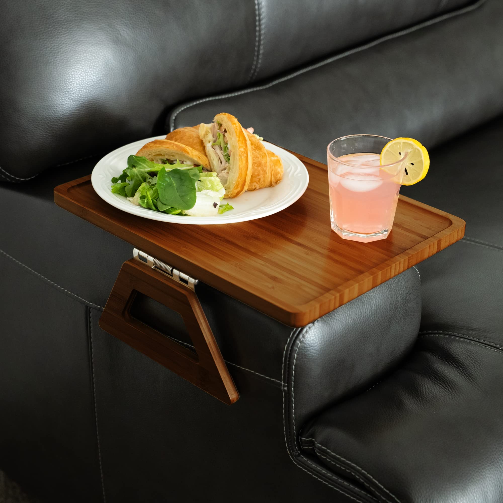 Shamrock Home trayble next to dinner plate showing scale and capacity for meals and snacks
