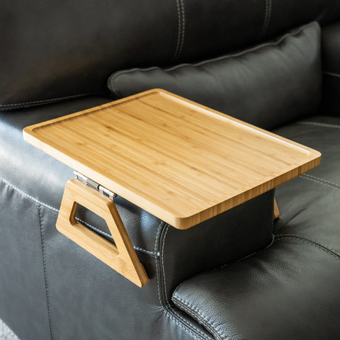Shamrock Home front view of bamboo trayble showing full surface and beige finish for easy dinners