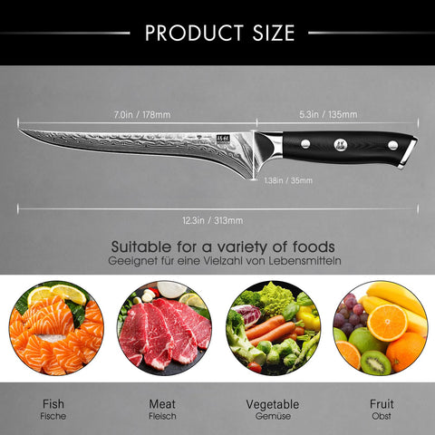 SHAN ZU knife next to ruler showing 7-inch length for scale and planning