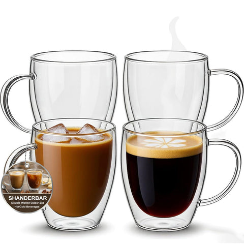 SHANDERBAR front view set of four mugs showing elegant clarity and gift readiness
