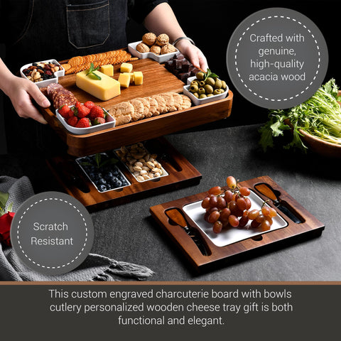 Shanik Acacia board drawers open displaying organized utensil storage advantage