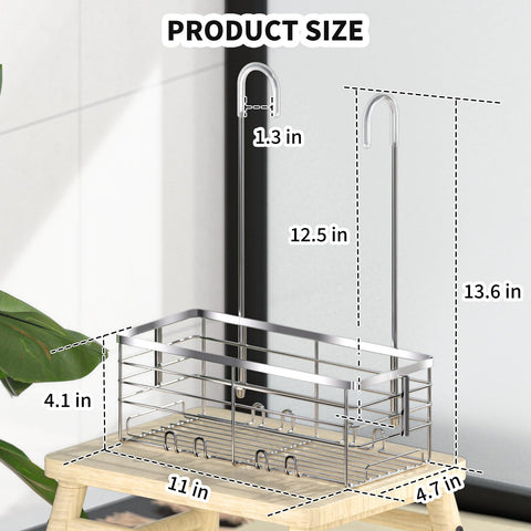 SHANSHUI caddy beside shampoo bottles showing capacity and scale