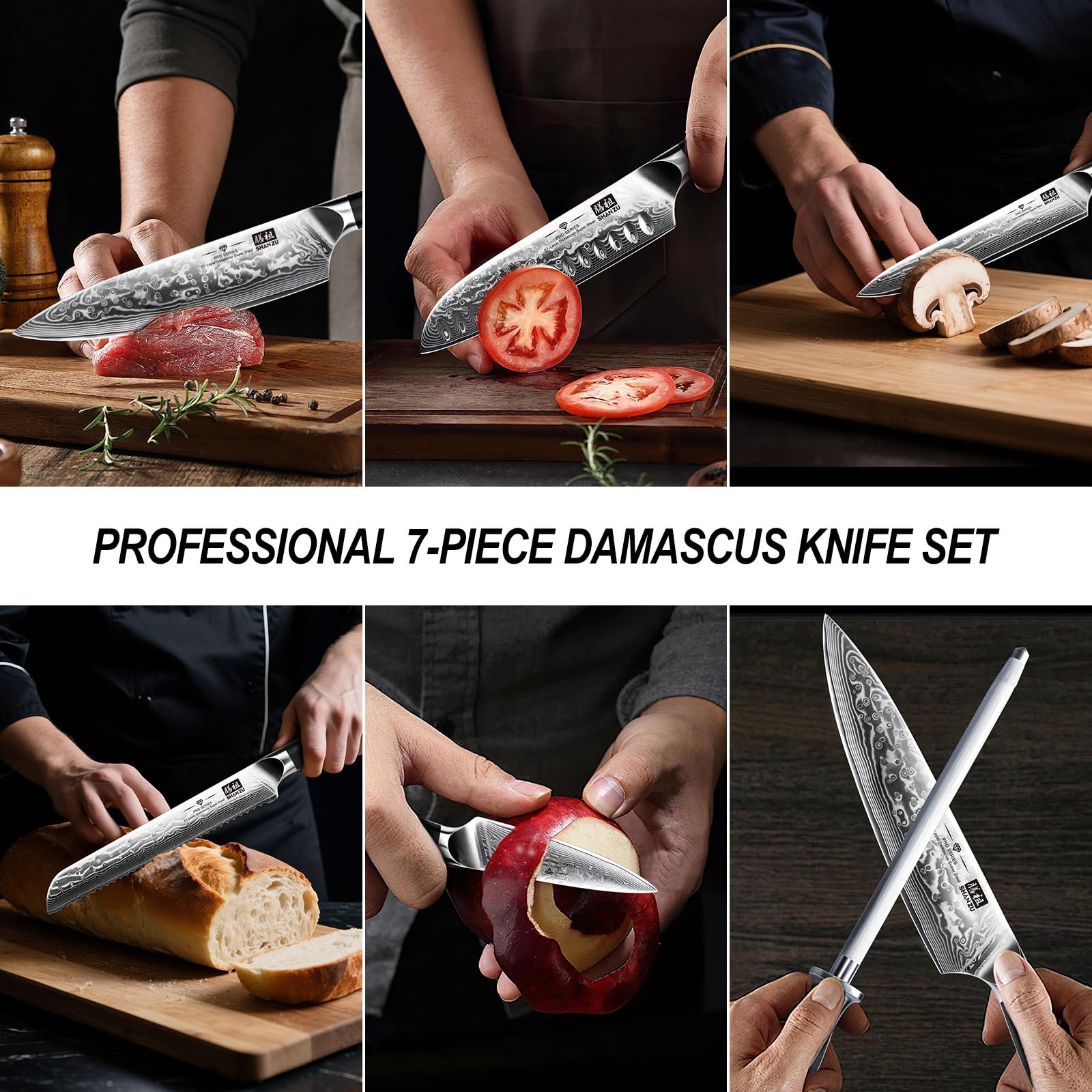 SHAN ZU knife next to a hand for scale to show ergonomic balance