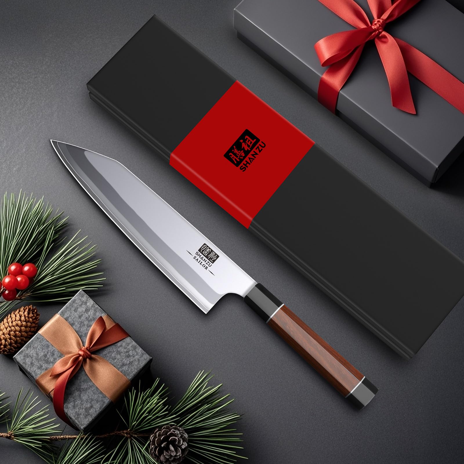 SHAN ZU knife beside ruler showing 8-inch scale for size and capacity benefit