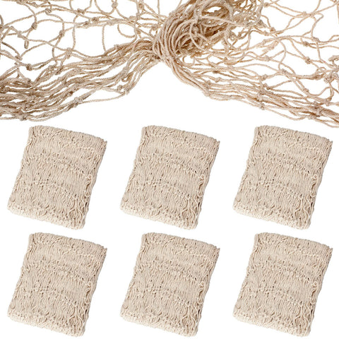 Shappy cotton fish net pack front view showing six beige nets and neat folds, versatile décor